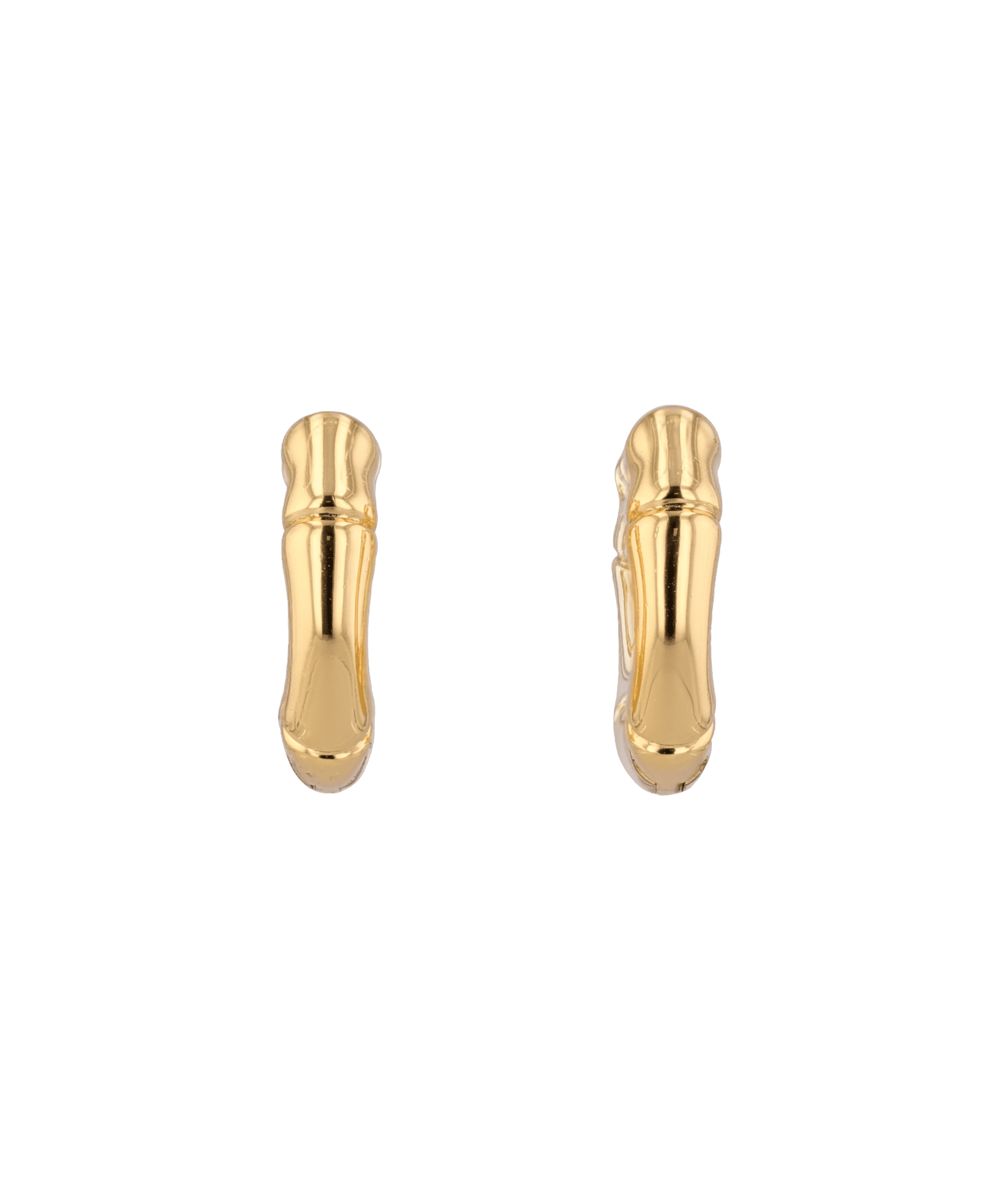 Prosperity Bamboo Gold Huggie Earrings by LAVANA, bamboo textured ridges with a compact thick profile