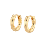 Prosperity Bamboo Gold Huggie Earrings by LAVANA, bamboo textured ridges with a compact thick profile