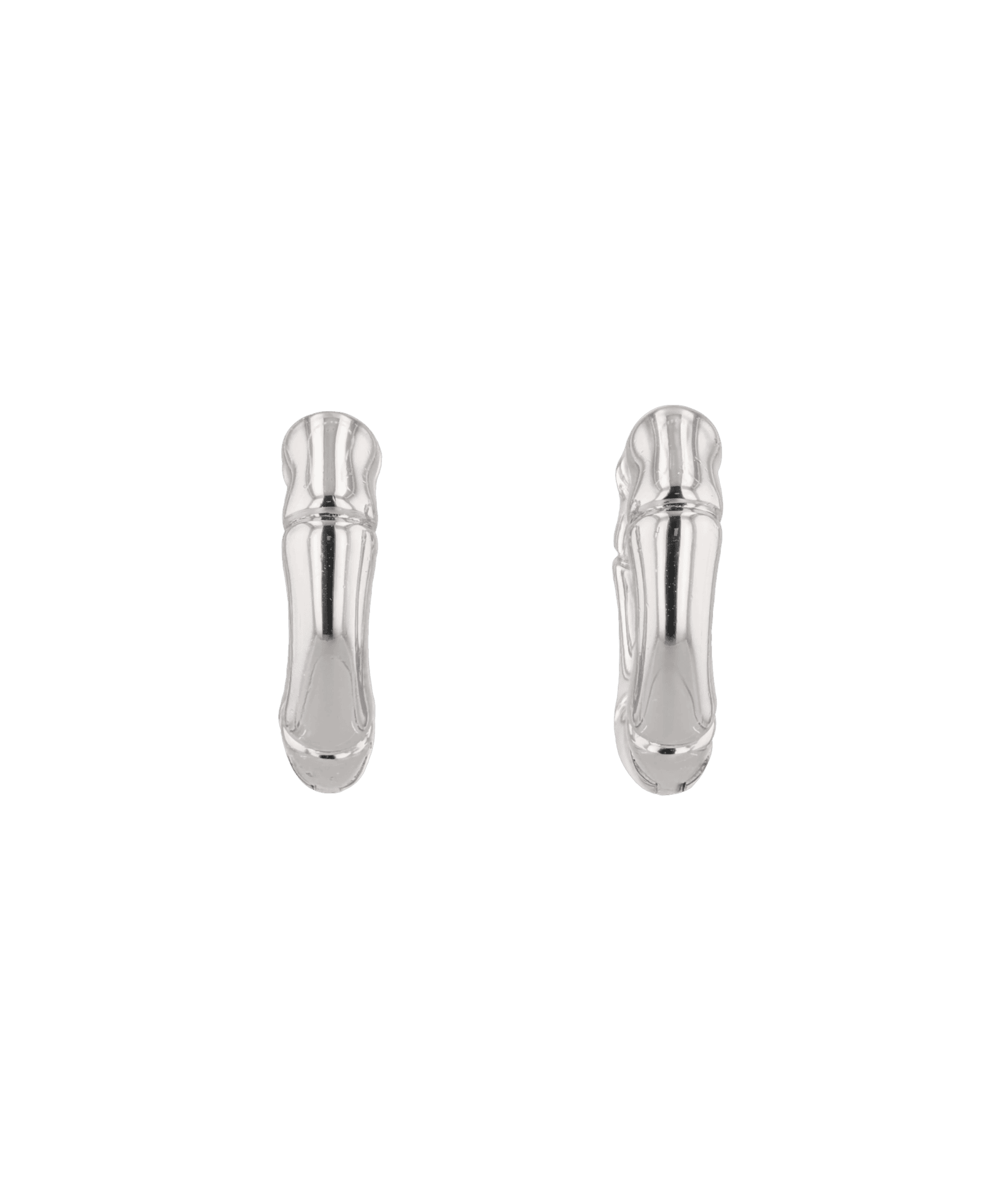 Prosperity Bamboo Silver Huggie Earrings by LAVANA, bamboo textured ridges with a compact thick profile