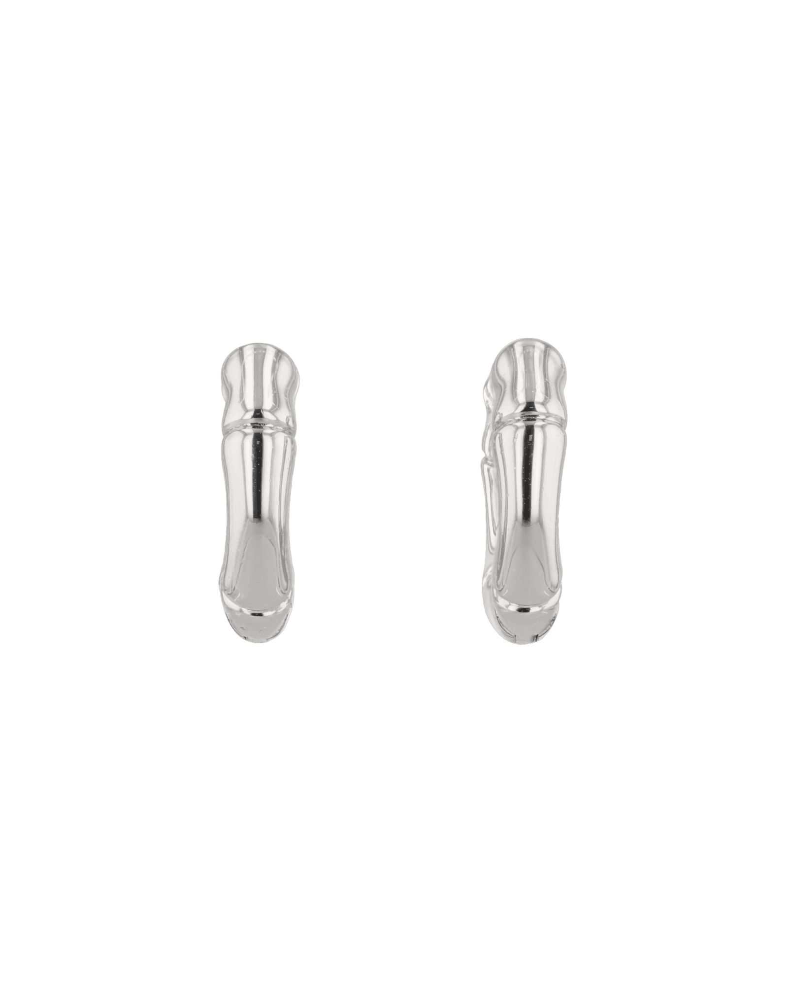 Prosperity Bamboo Silver Huggie Earrings by LAVANA, bamboo textured ridges with a compact thick profile