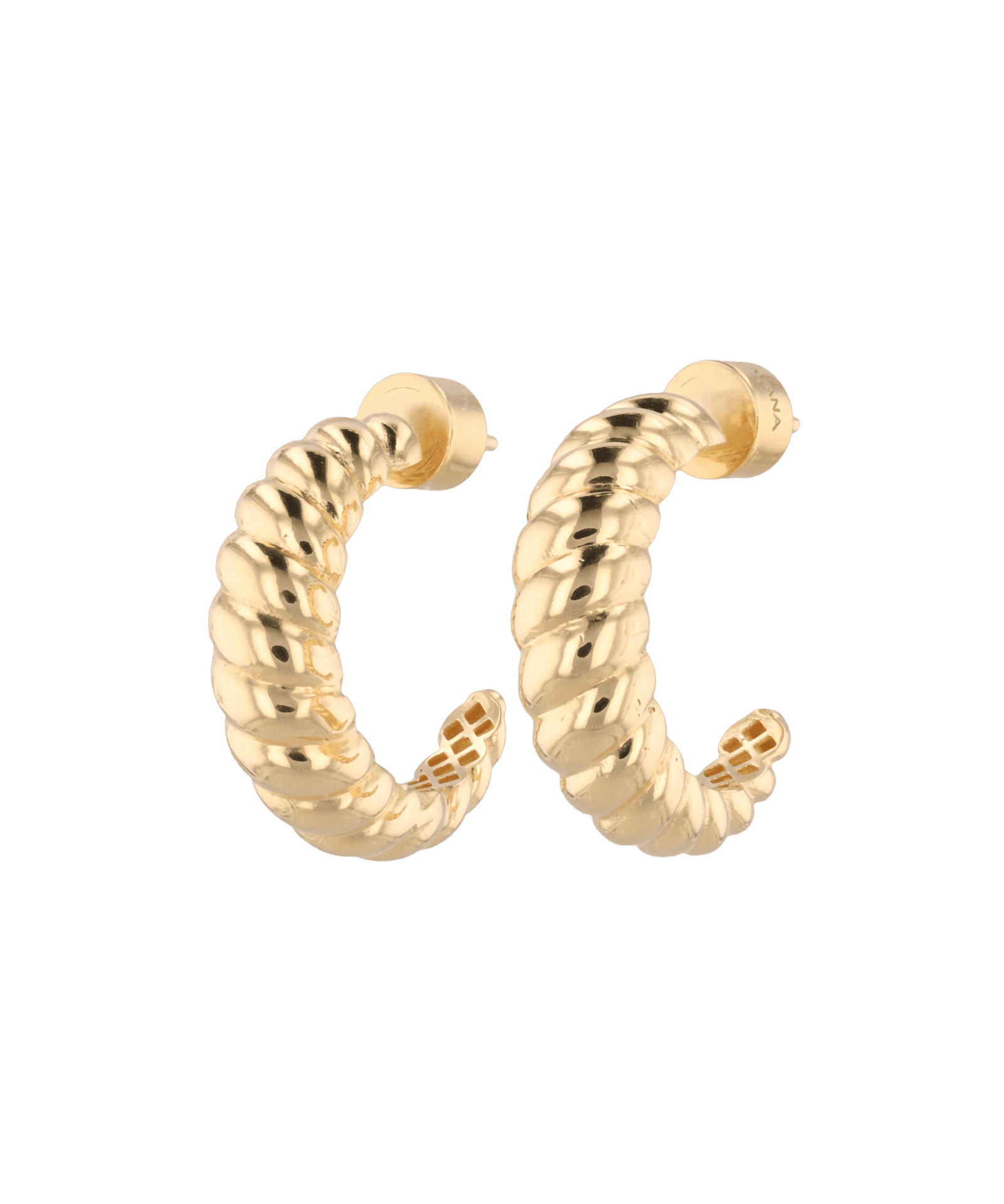 Puffy Croissant Gold Hoop Earrings by Lavana - Polished domed open hoop with croissant shape