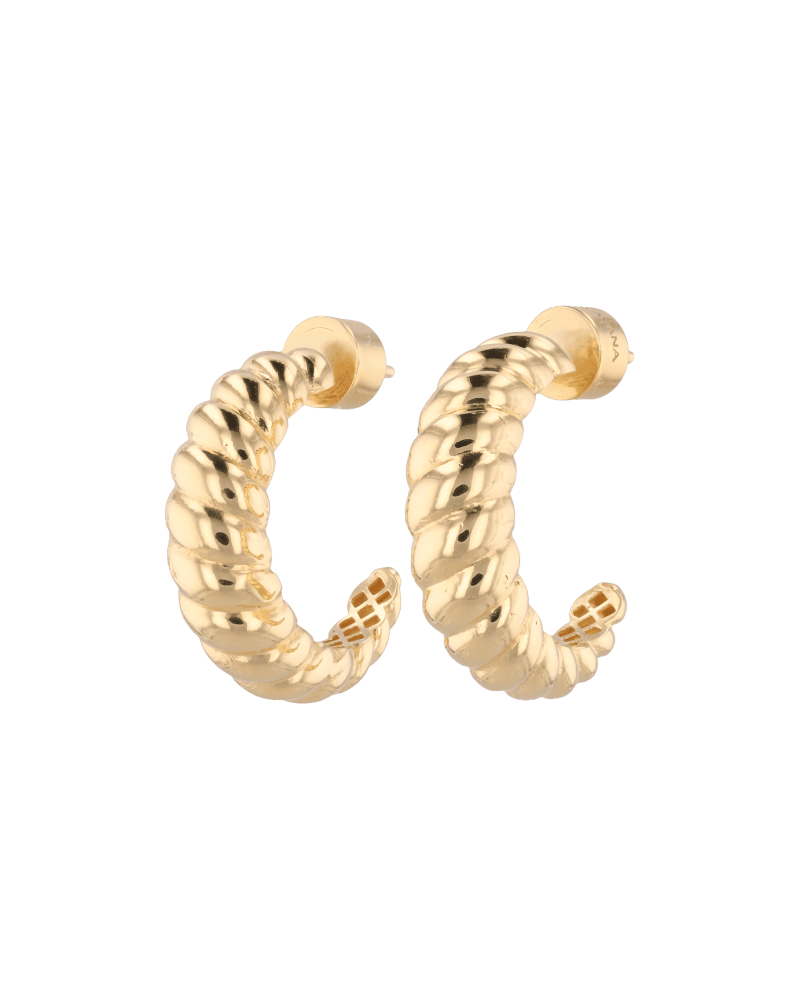 Puffy Croissant Gold Hoop Earrings by Lavana - Polished domed open hoop with croissant shape