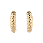 Puffy Croissant Gold Hoop Earrings by Lavana - Polished domed open hoop with croissant shape