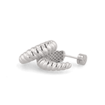 Puffy Croissant Silver Hoop Earrings by Lavana - Smooth domed open hoop with croissant silhouette