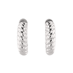 Puffy Croissant Silver Hoop Earrings by Lavana - Smooth domed open hoop with croissant silhouette