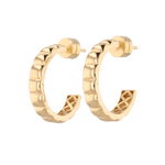 Puffy Cubic Gold Hoop Earrings by Lavana with bold squared dome profile