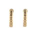 Puffy Cubic Gold Hoop Earrings by Lavana with bold squared dome profile