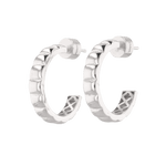 Puffy Cubic Silver Hoop Earrings by Lavana with squared dome profile