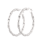 Radiance Silver Hoop Earrings by Lavana, large twisted textured round hoops with cool gloss