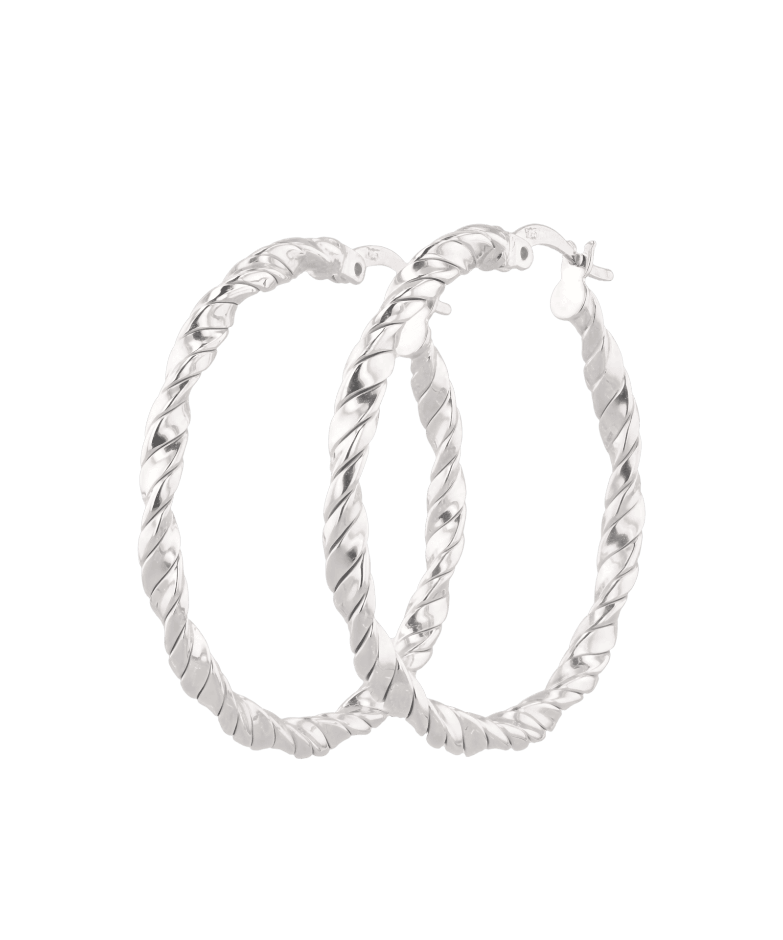 Radiance Silver Hoop Earrings by Lavana, large twisted textured round hoops with cool gloss