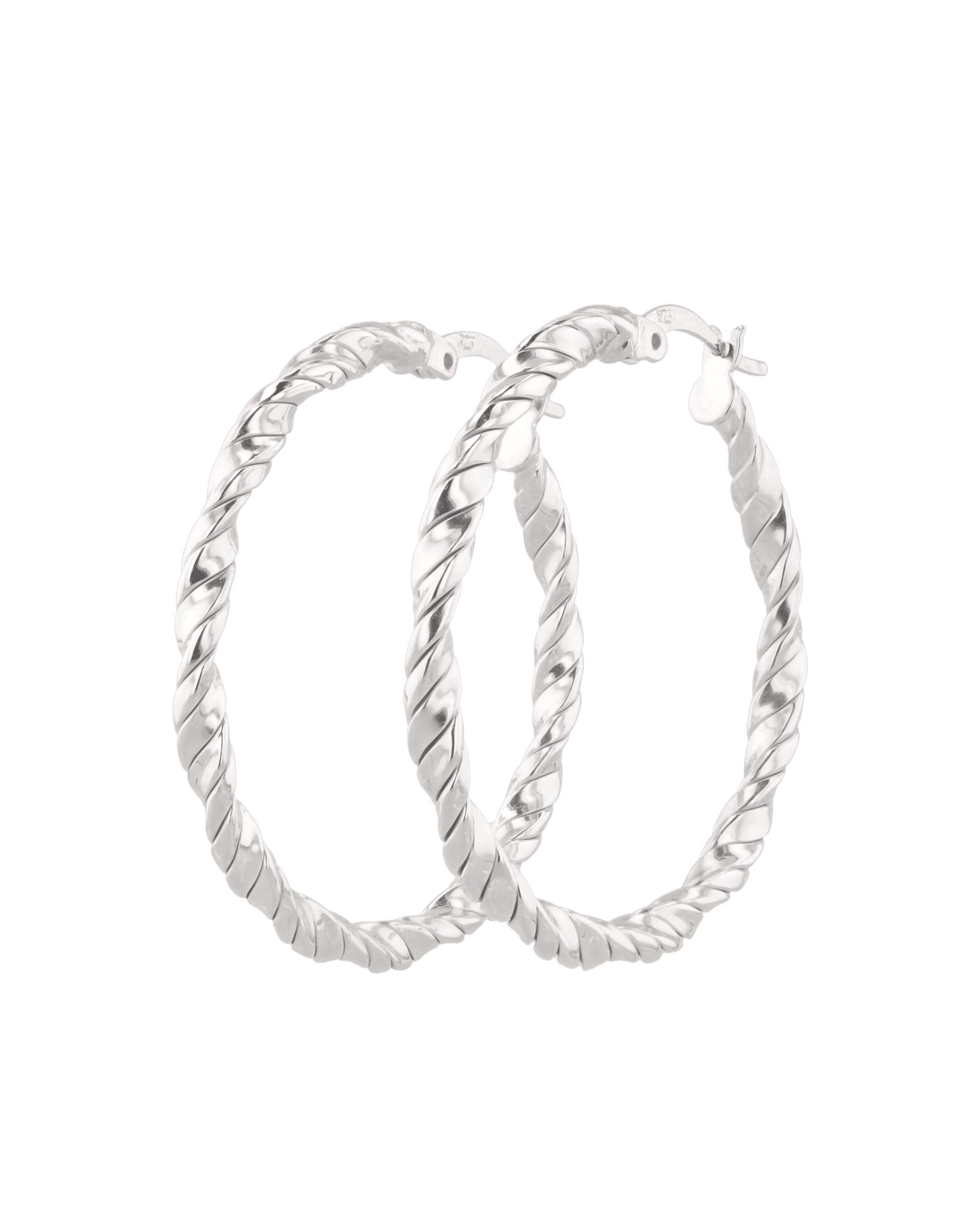 Radiance Silver Hoop Earrings by Lavana, large twisted textured round hoops with cool gloss