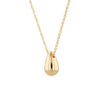 Raindrop Gold Pendant Necklace by Lavana, polished droplet pendant on fine chain angle