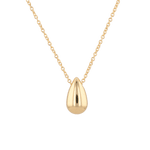 Raindrop Gold Pendant Necklace by Lavana, polished droplet pendant on fine chain front