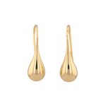 Raindrop Hook Gold Earrings by LAVANA, Sleek polished raindrop