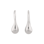 Raindrop Hook Silver Earrings by LAVANA, Sleek polished raindrop