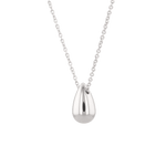 Raindrop Silver Pendant Necklace by Lavana, polished droplet pendant on fine chain angle