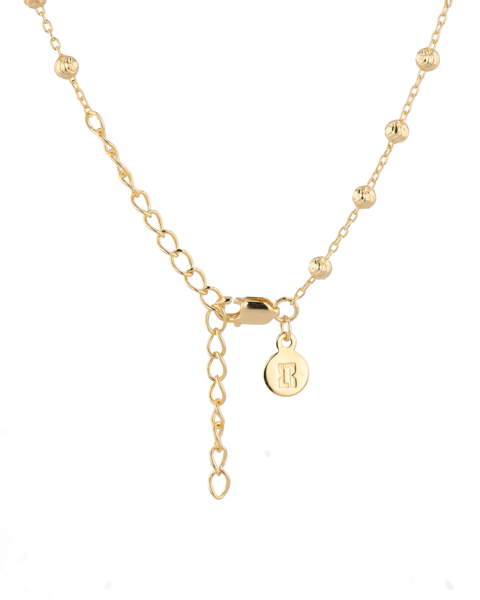 Raleigh Gold Station Chain Necklace by Lavana, with fuller bead stations along a fine chain, clasp