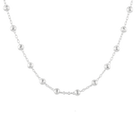 Raleigh Silver Station Chain Necklace by Lavana, with fuller bead stations along a fine chain, front view