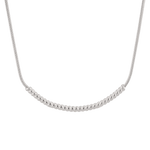 Reflection Silver Chain Necklace by Lavana, with polished curved bar on fine chain, front view