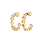 Rhombus Geometric Gold Hoop Earrings by Lavana with stacked rhombus prism shapes