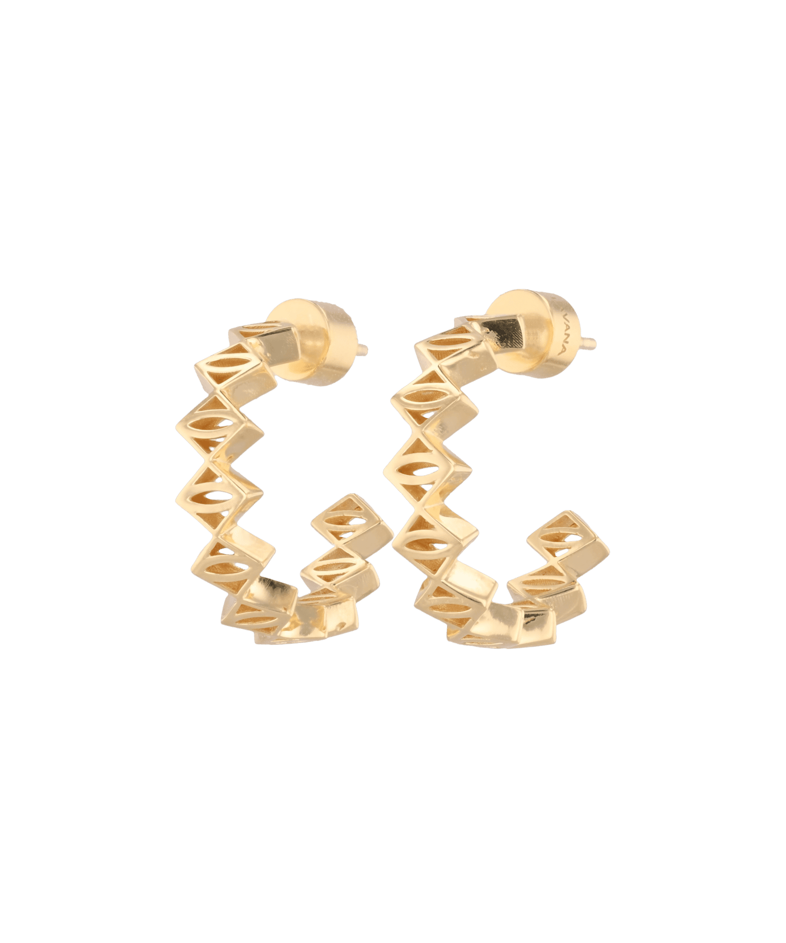 Rhombus Geometric Gold Hoop Earrings by Lavana with stacked rhombus prism shapes
