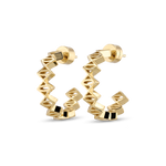 Rhombus Geometric Gold Hoop Earrings by Lavana with stacked rhombus prism shapes