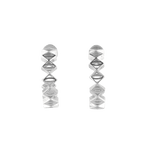 Rhombus Geometric Silver Hoop Earrings by Lavana with stacked rhombus prism shapes