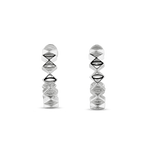 Rhombus Geometric Silver Hoop Earrings by Lavana with stacked rhombus prism shapes