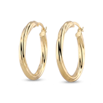 Rhythm Gold Hoop Earrings by Lavana, wide polished hoop with light textured grooves