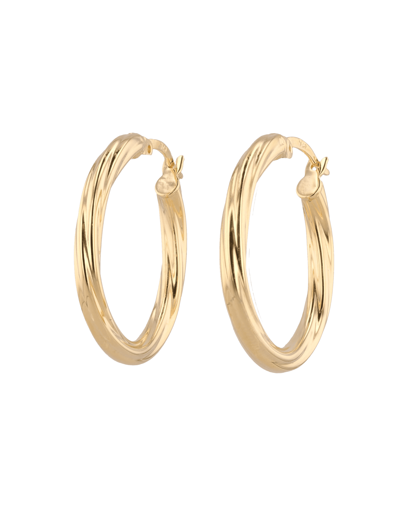 Rhythm Gold Hoop Earrings by Lavana, wide polished hoop with light textured grooves