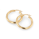 Rhythm Gold Hoop Earrings by Lavana, wide polished hoop with light textured grooves