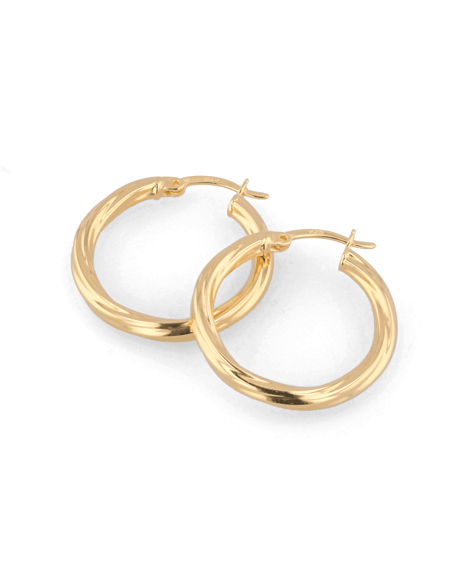 Rhythm Gold Hoop Earrings by Lavana, wide polished hoop with light textured grooves