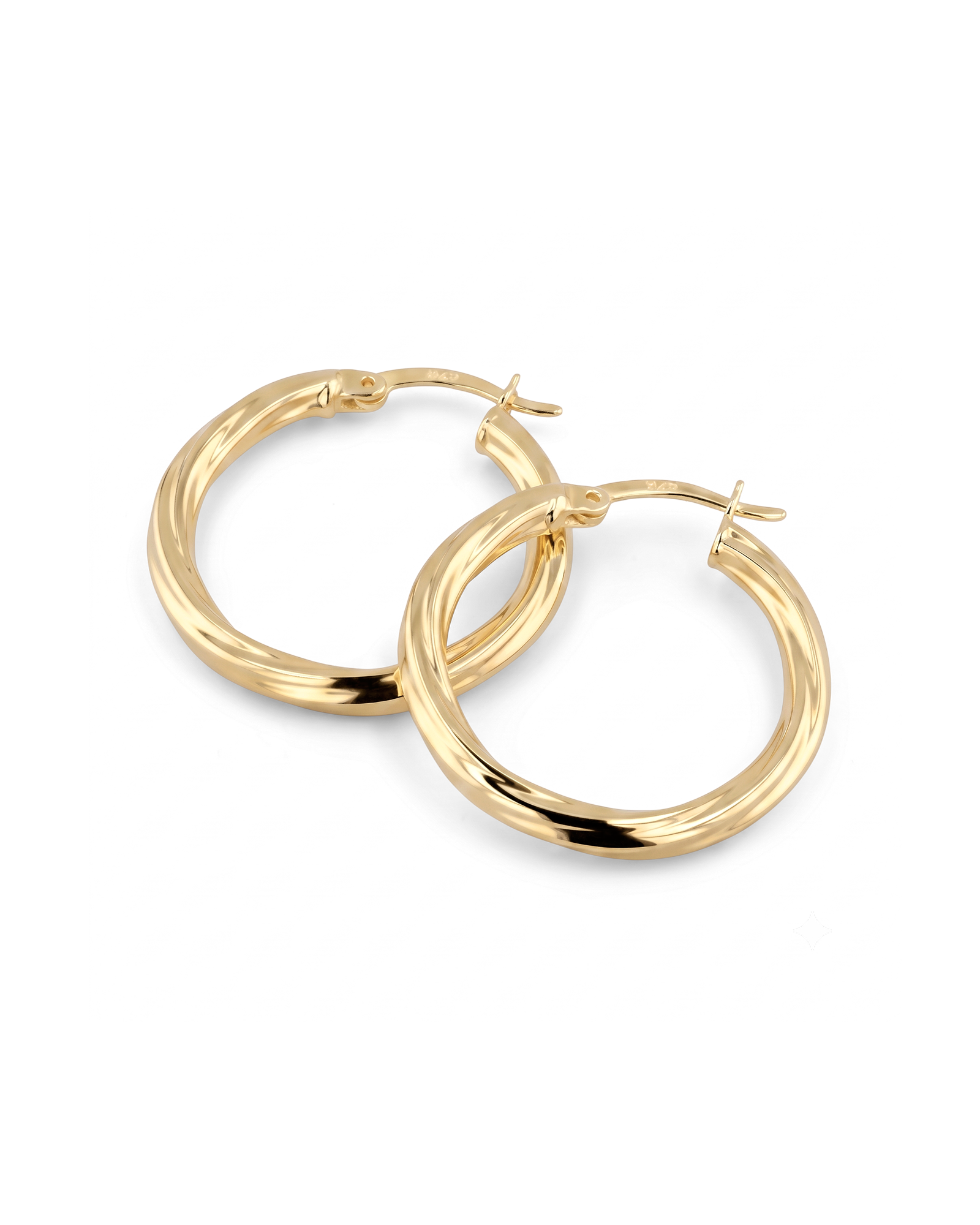Rhythm Gold Hoop Earrings by Lavana, wide polished hoop with light textured grooves
