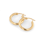 Rhythm Gold Hoop Earrings by Lavana, wide polished hoop with light textured grooves