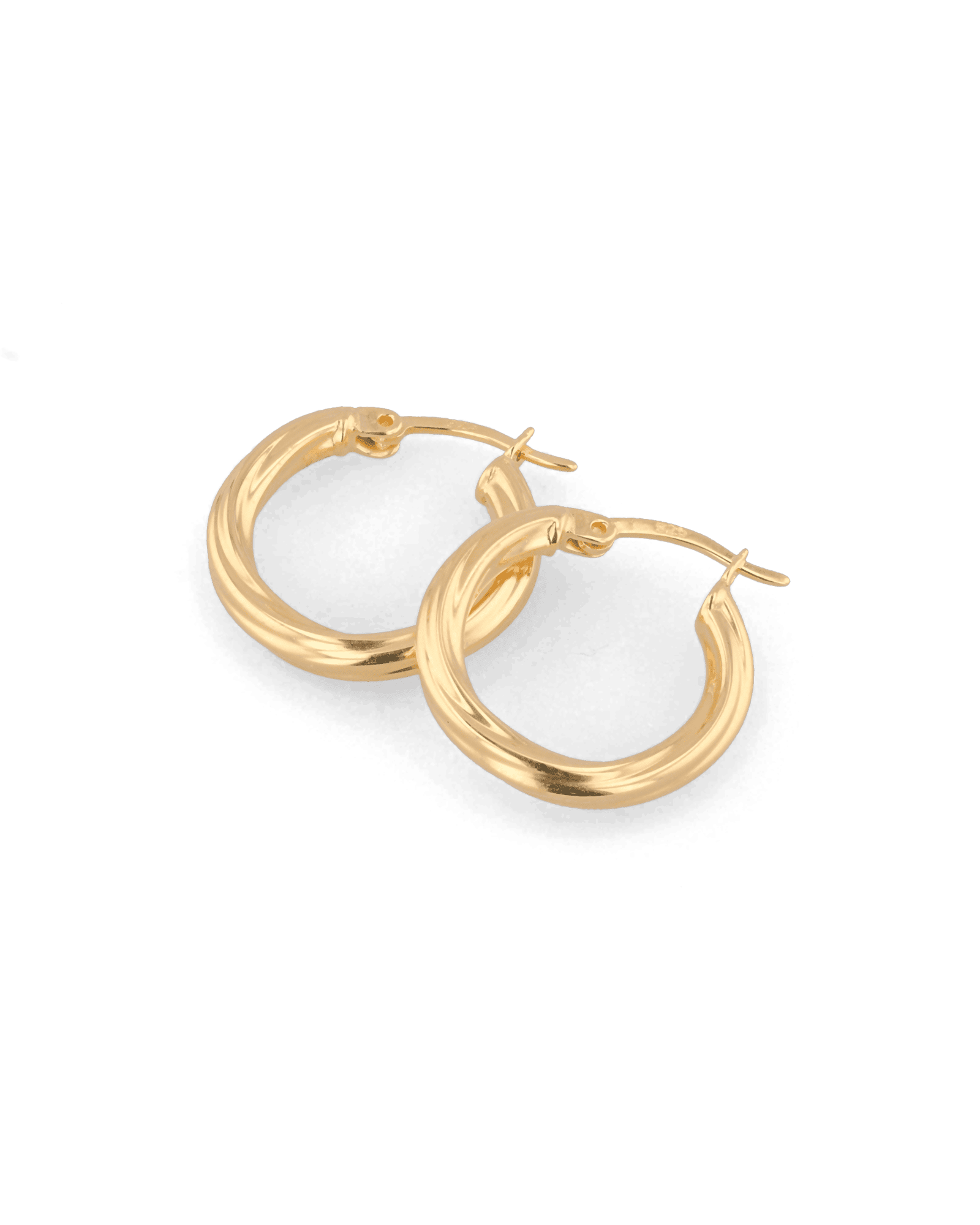 Rhythm Gold Hoop Earrings by Lavana, wide polished hoop with light textured grooves