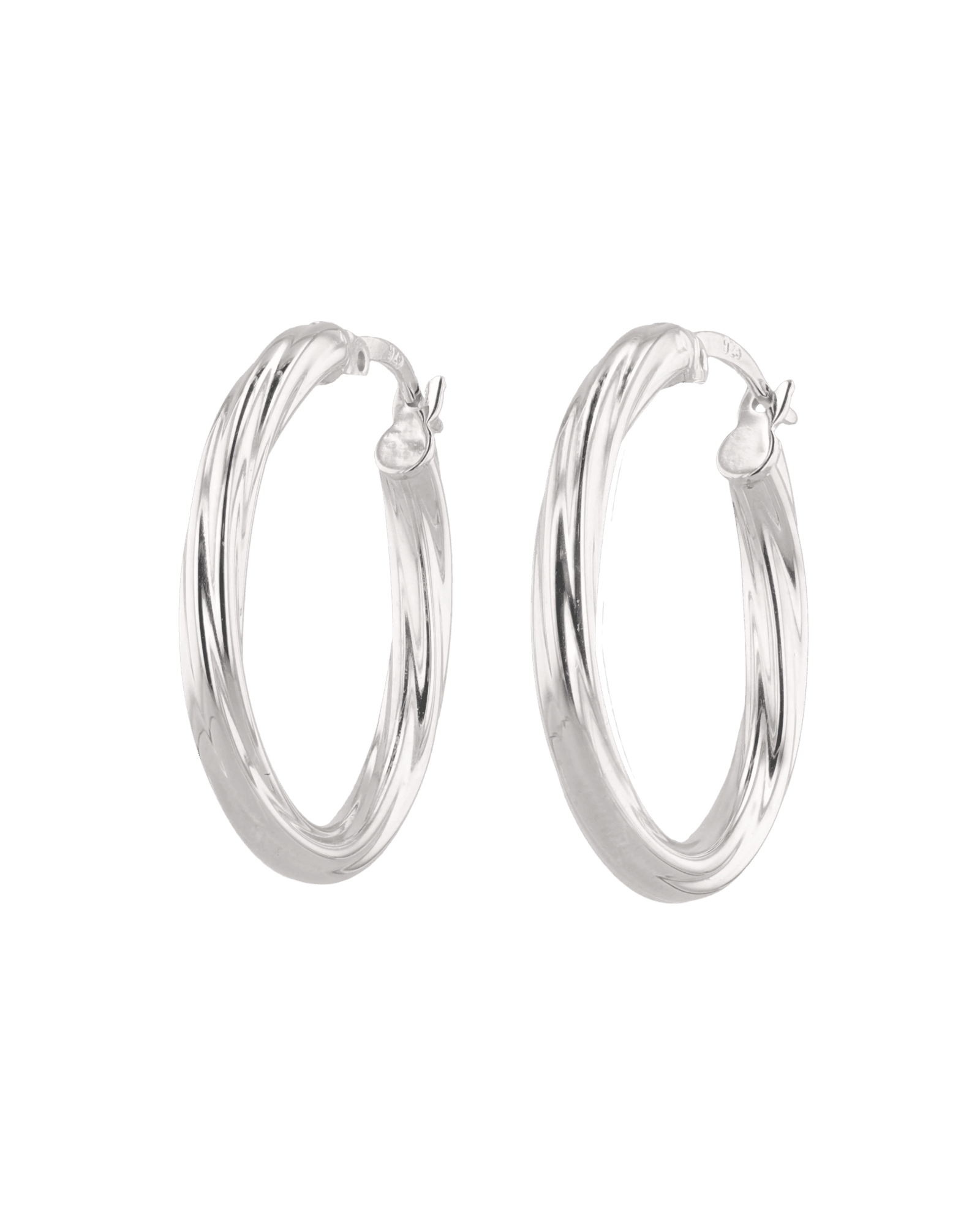 Rhythm Silver Hoop Earrings by Lavana, wide hoop with light textured grooves and cool gloss