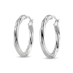 Rhythm Silver Hoop Earrings by Lavana, wide hoop with light textured grooves and cool gloss