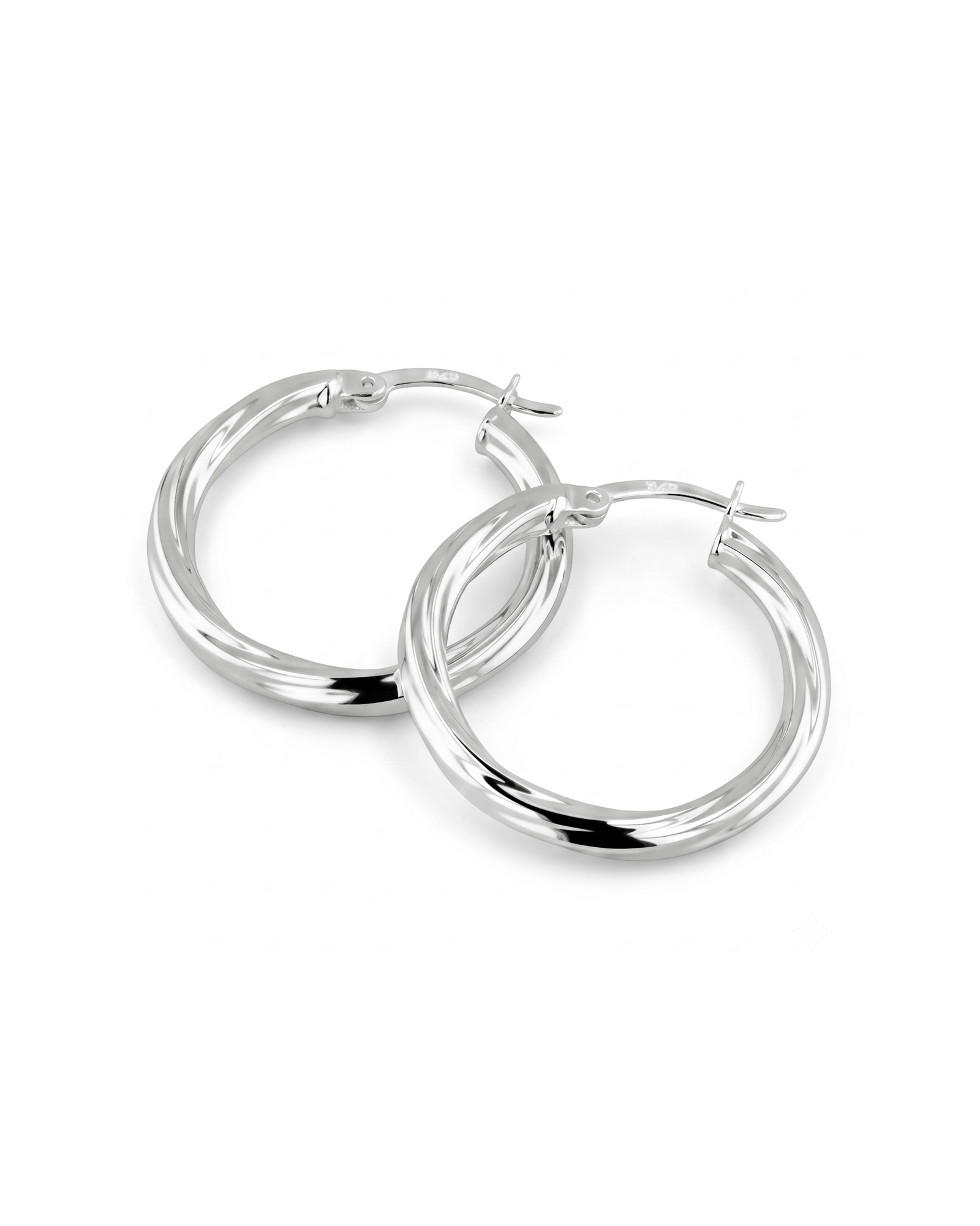 Rhythm Silver Hoop Earrings by Lavana, wide hoop with light textured grooves and cool gloss