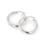 Rhythm Silver Hoop Earrings by Lavana, wide hoop with light textured grooves and cool gloss