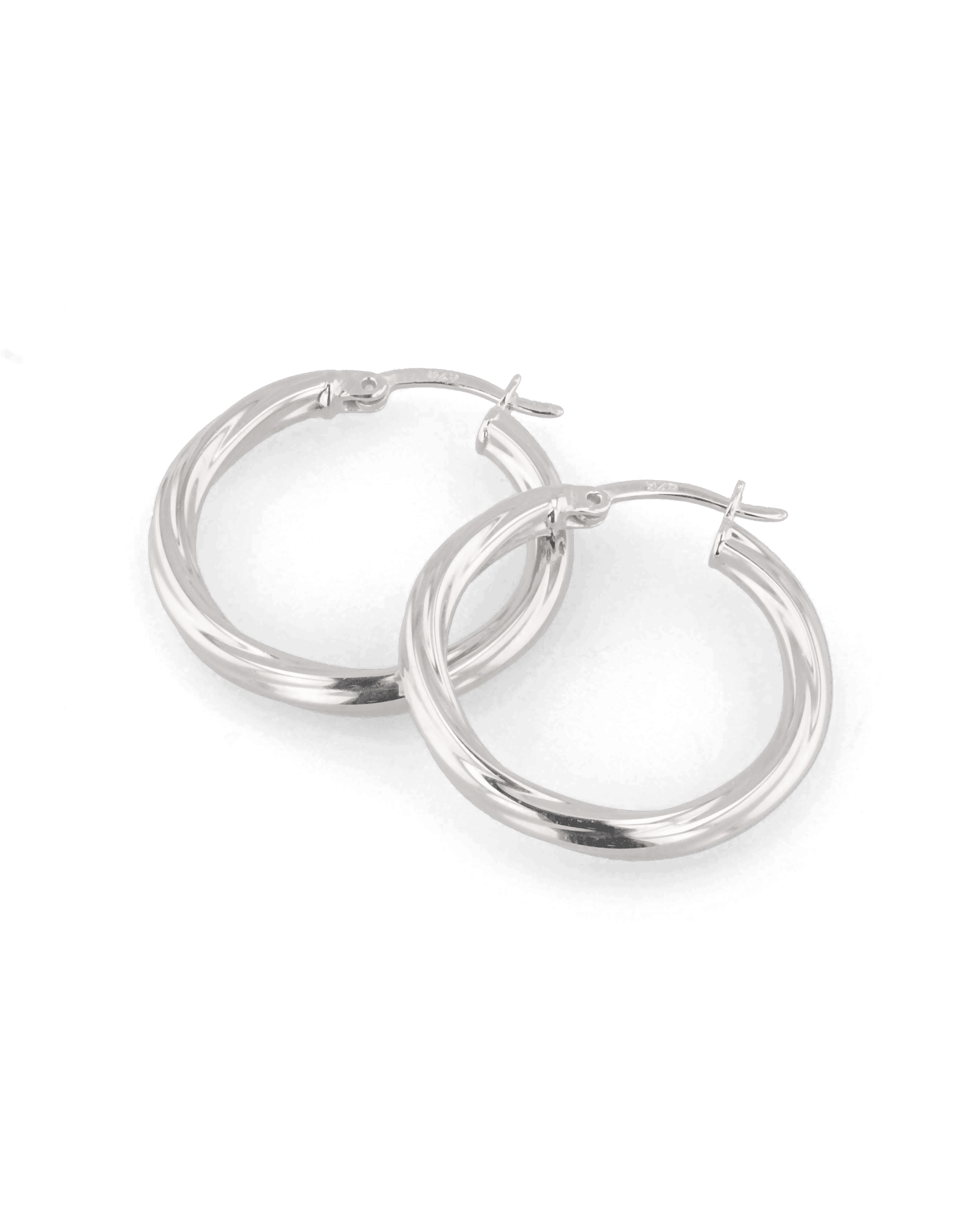 Rhythm Silver Hoop Earrings by Lavana, wide hoop with light textured grooves and cool gloss