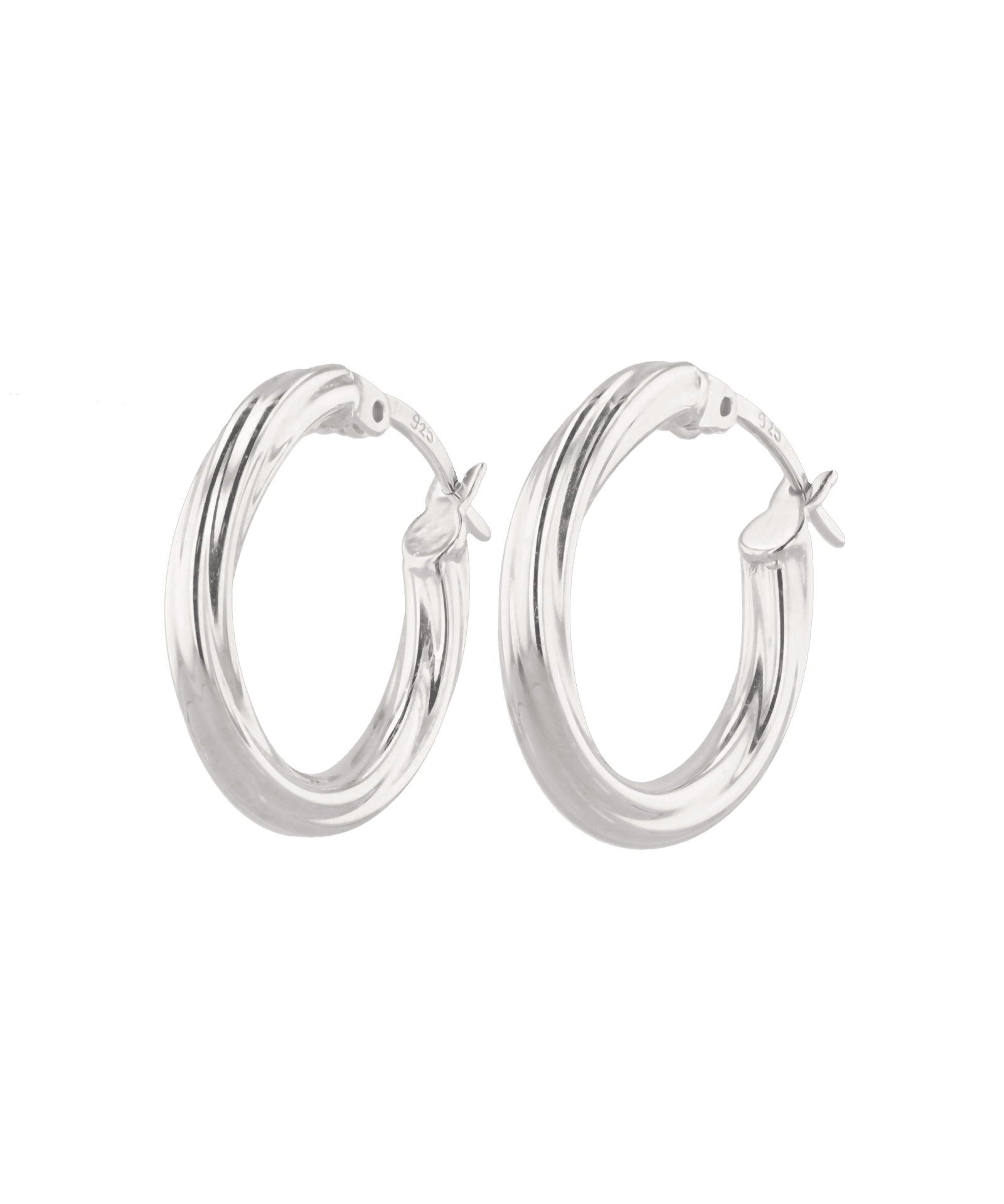 Rhythm Silver Hoop Earrings by Lavana, wide hoop with light textured grooves and cool gloss