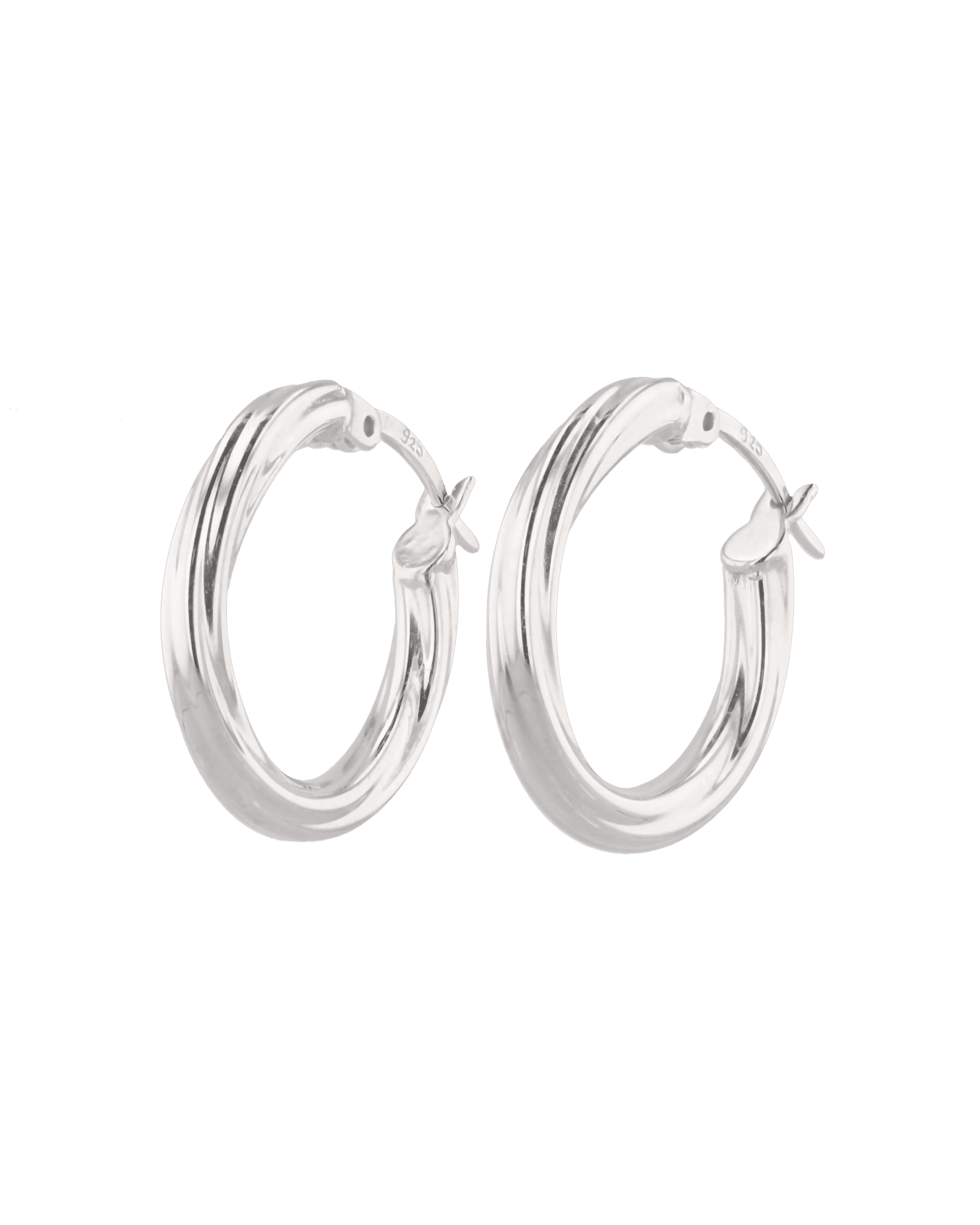 Rhythm Silver Hoop Earrings by Lavana, wide hoop with light textured grooves and cool gloss