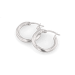 Rhythm Silver Hoop Earrings by Lavana, wide hoop with light textured grooves and cool gloss