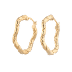 Ripples Gold Hoop Earrings by Lavana, slim round hoops with organic textured ripples