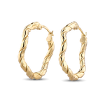 Ripples Gold Hoop Earrings by Lavana, slim round hoops with organic textured ripples
