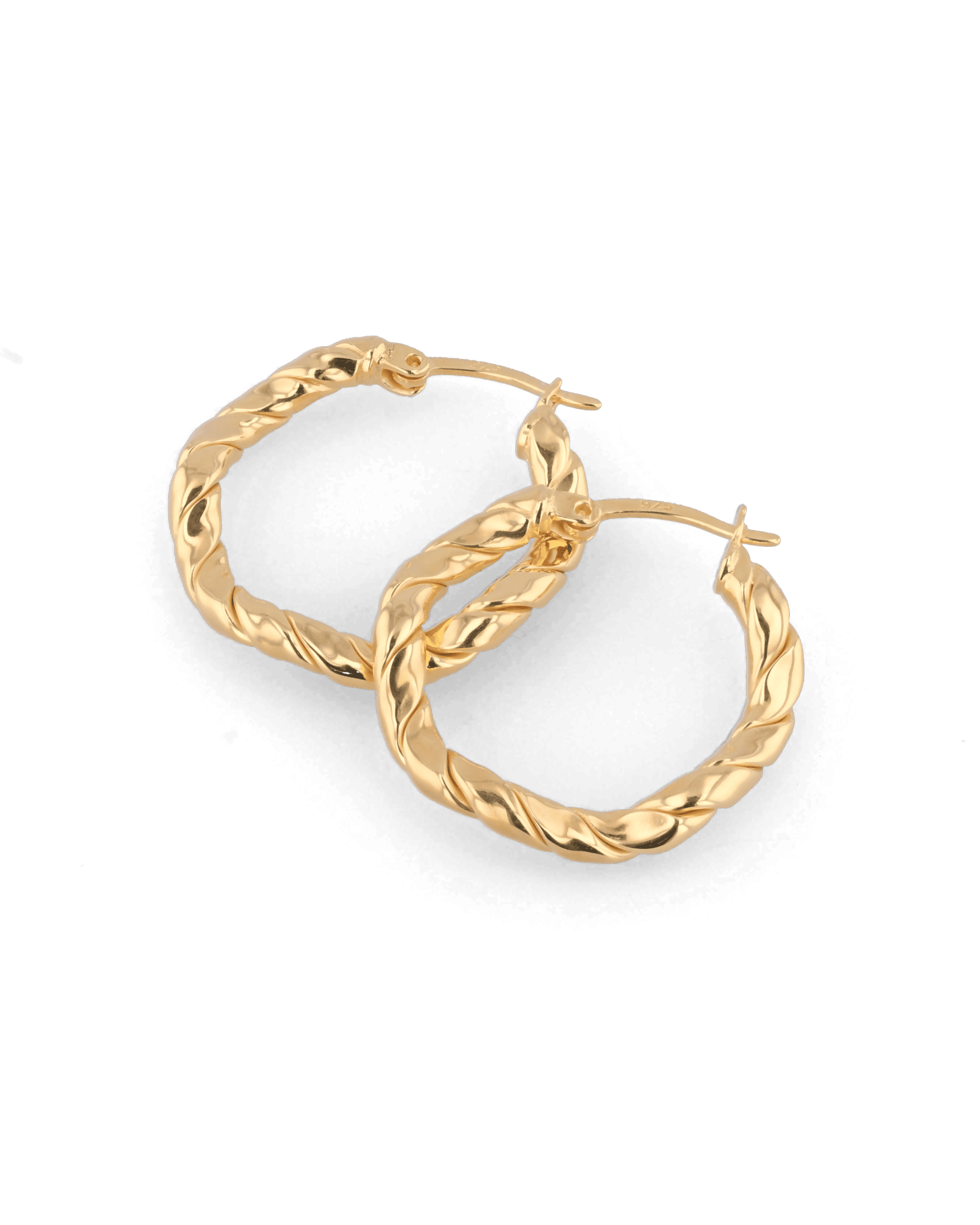 Ripples Gold Hoop Earrings by Lavana, slim round hoops with organic textured ripples