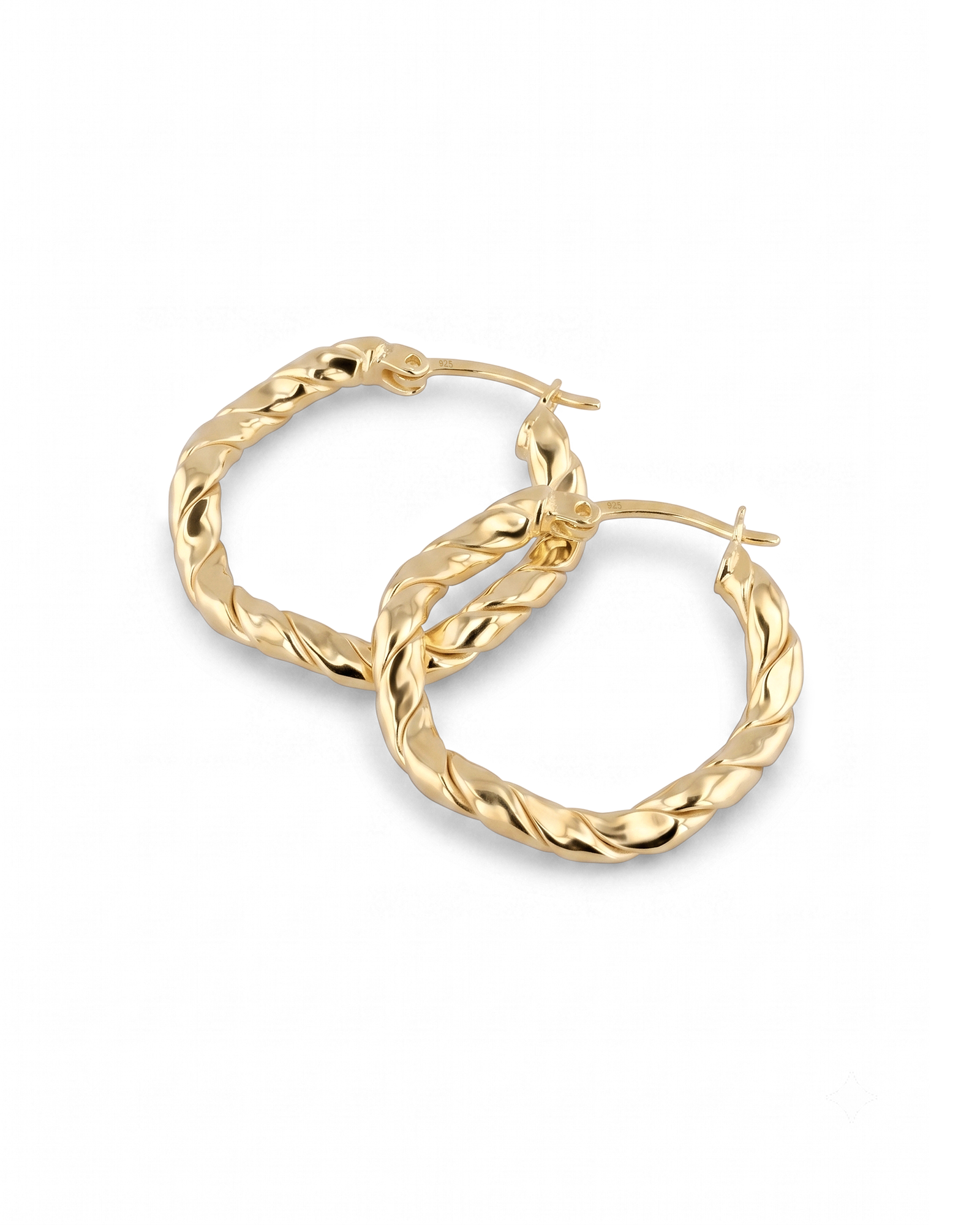 Ripples Gold Hoop Earrings by Lavana, slim round hoops with organic textured ripples
