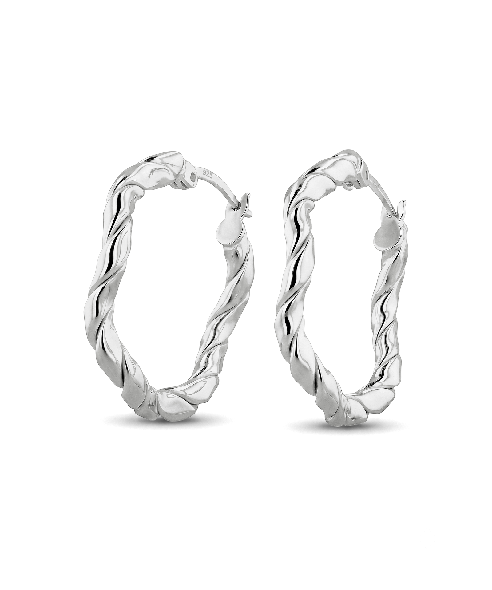 Ripples Silver Hoop Earrings by Lavana, rounded hoops with organic ripple texture