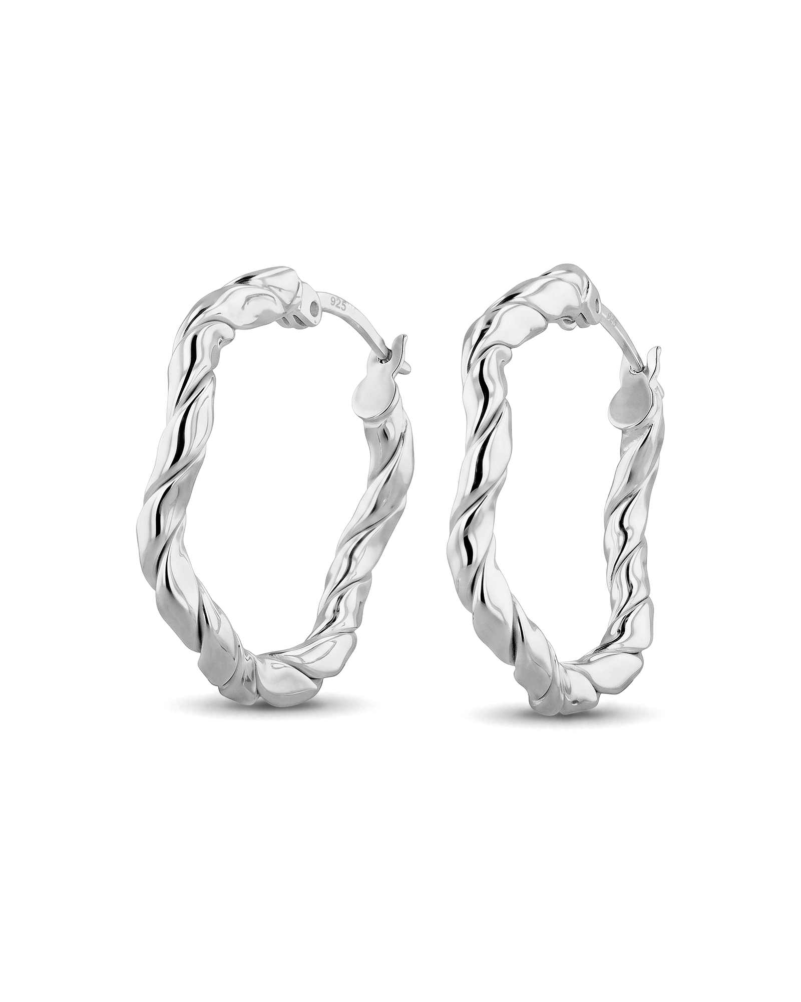 Ripples Silver Hoop Earrings by Lavana, rounded hoops with organic ripple texture