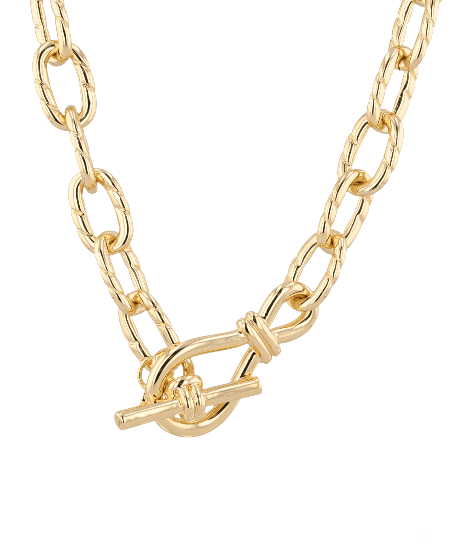 Riviera gold textured link necklace by Lavana, with toggle loop clasp